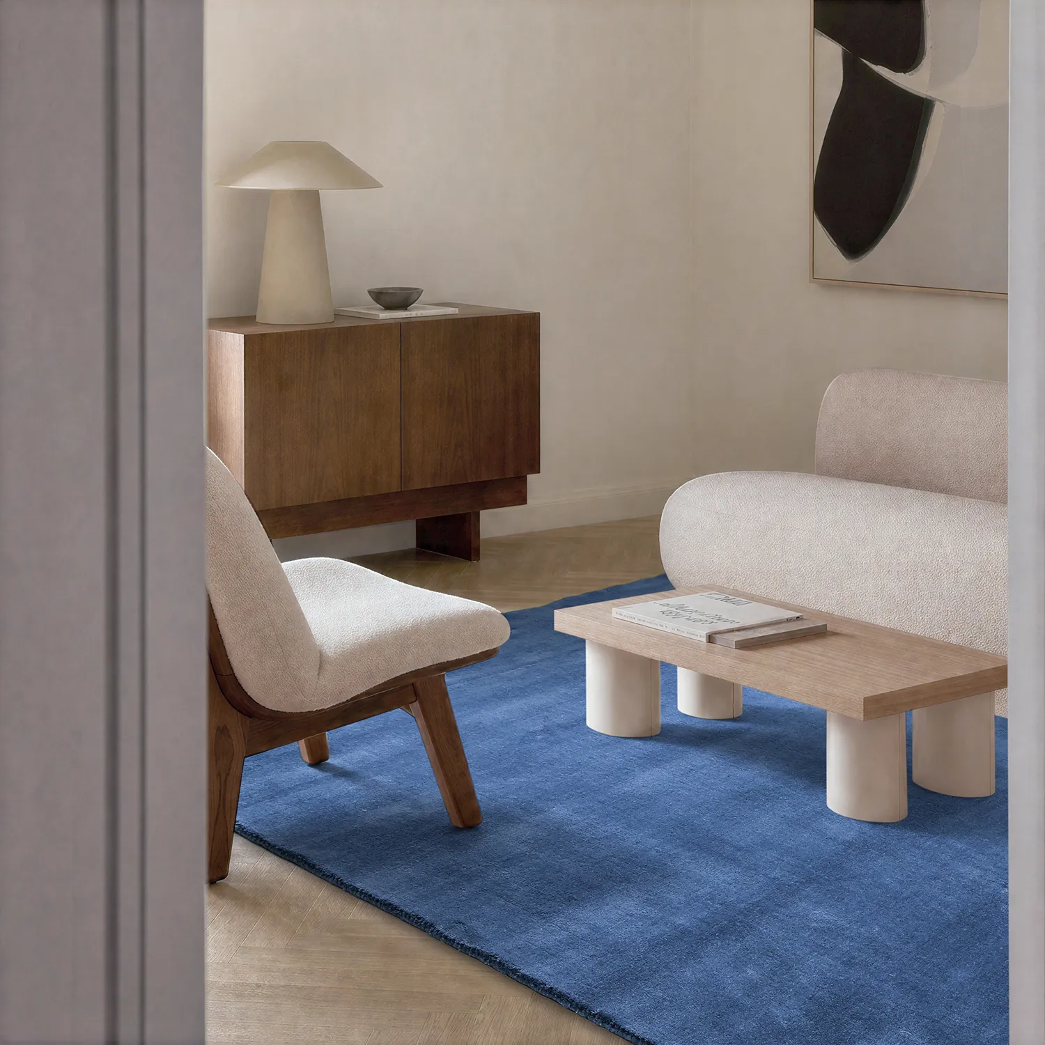 Wollteppich - Rozel Handloom Wool Premium (marineblau)