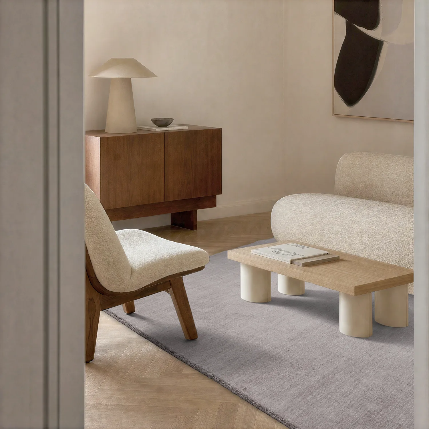 Wollteppich - Rozel Handloom Wool Premium (helltaupe)