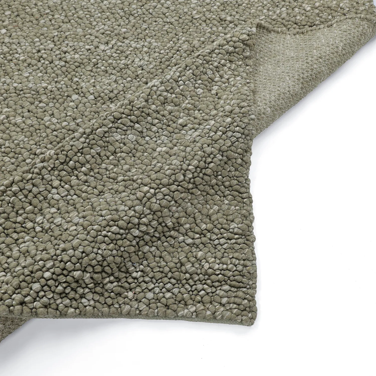 Wollteppich - Sala Irregular Wool Bubble (moosgrün/weiße melange)