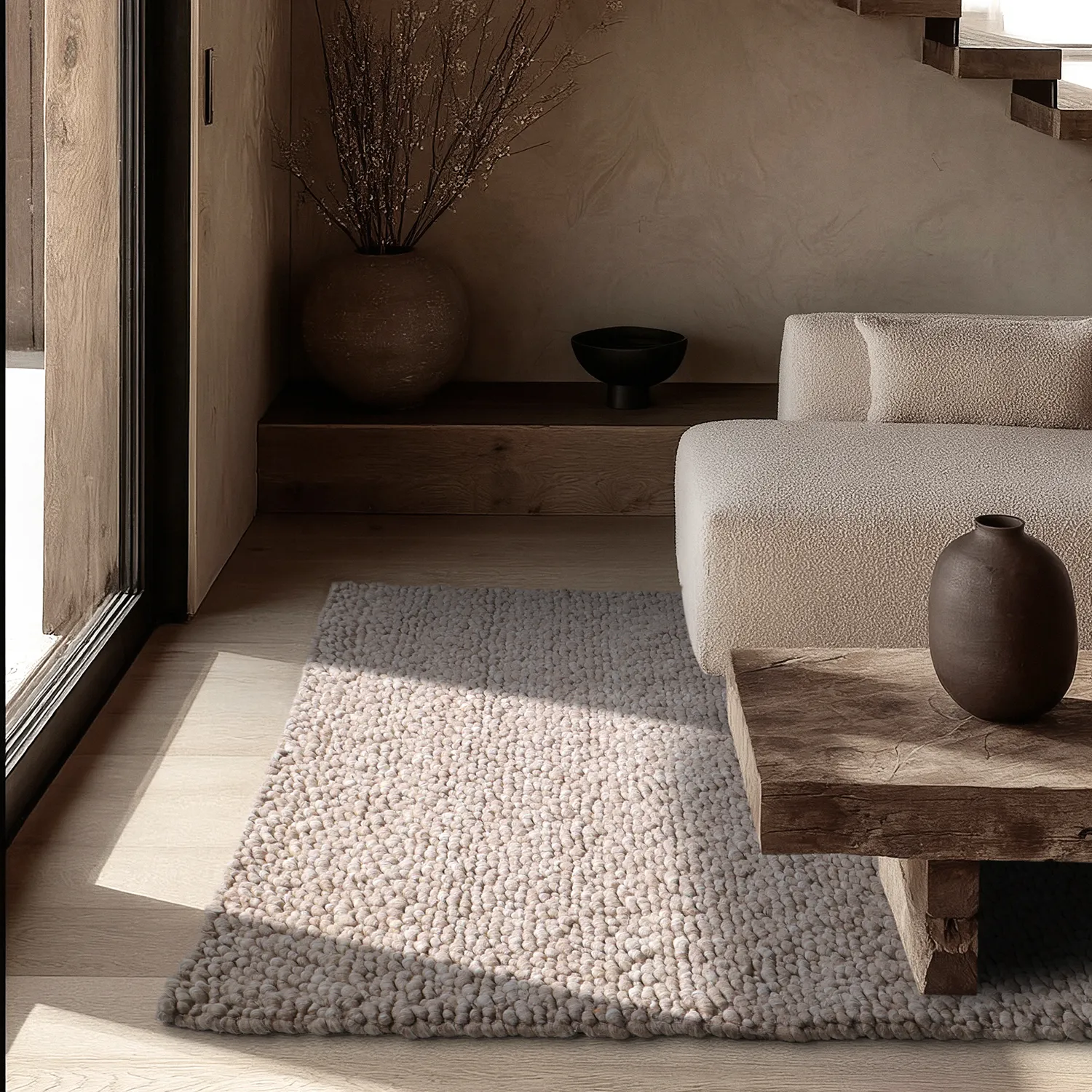 Wollteppich - Sala Irregular Wool Bubble (taupe/weiß-melange)