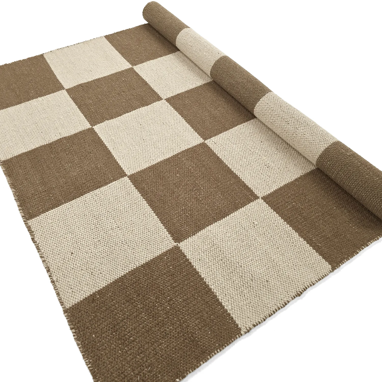 Wollteppich - Scacco (braun/beige)