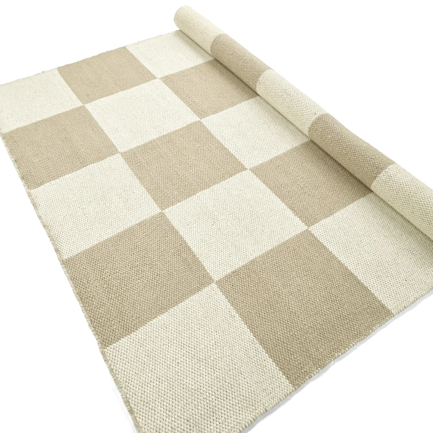 Wollteppich - Scacco (weiß/beige)