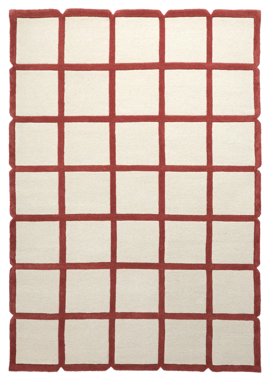 Wollteppich - Syl Hand Tufted Wool Premium (rot/weiß)