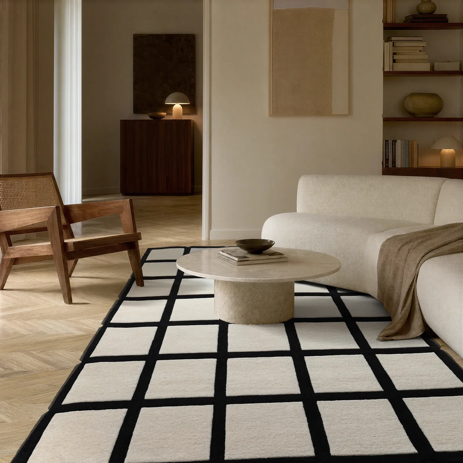 Wollteppich - Syl Hand Tufted Wool Premium (schwarz/weiß)