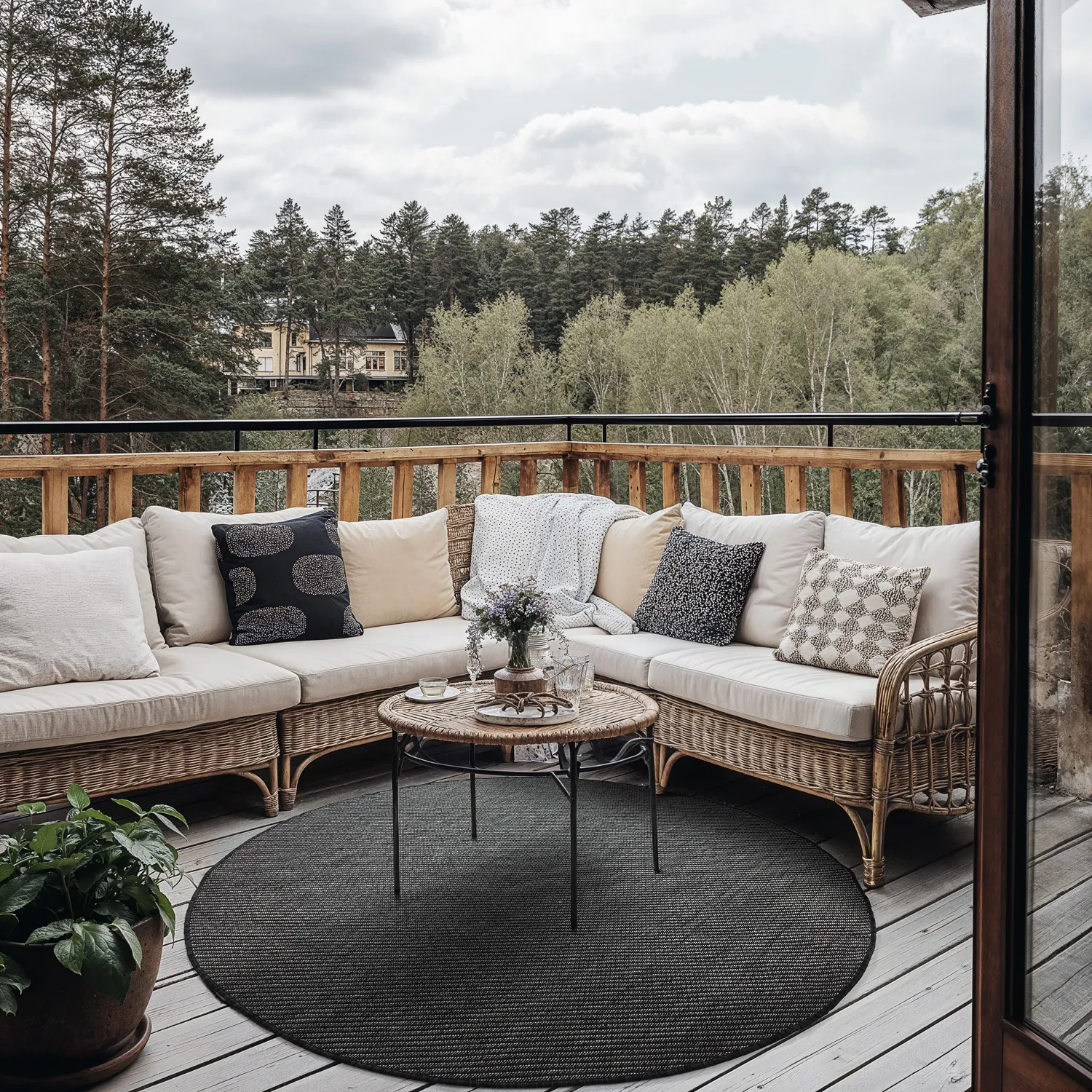 Rund Teppich - Indoor/Outdoor Bennett (schwarz)