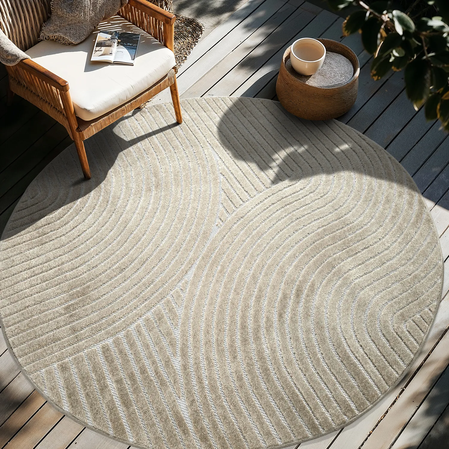 Rund Teppich - Indoor/Outdoor Devon (beige)