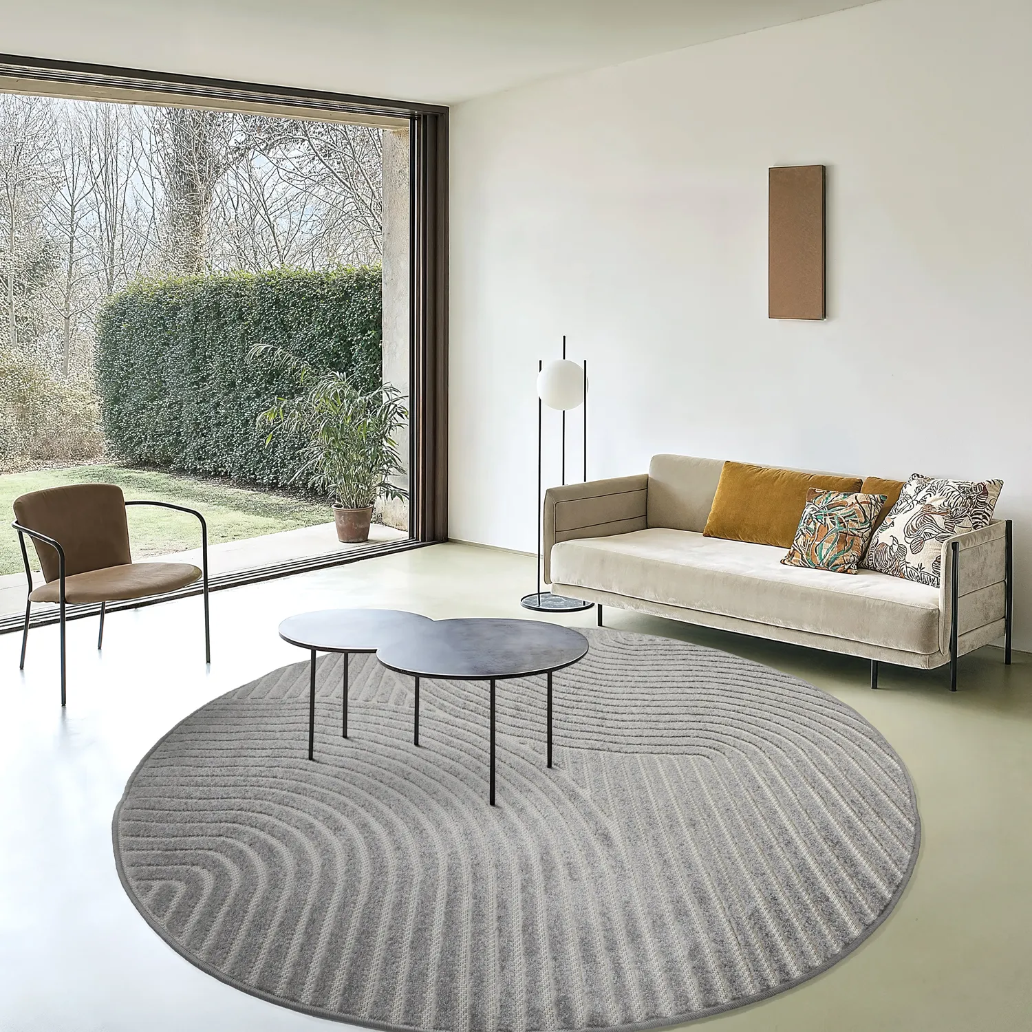 Rund Teppich - Indoor/Outdoor Devon (grau)