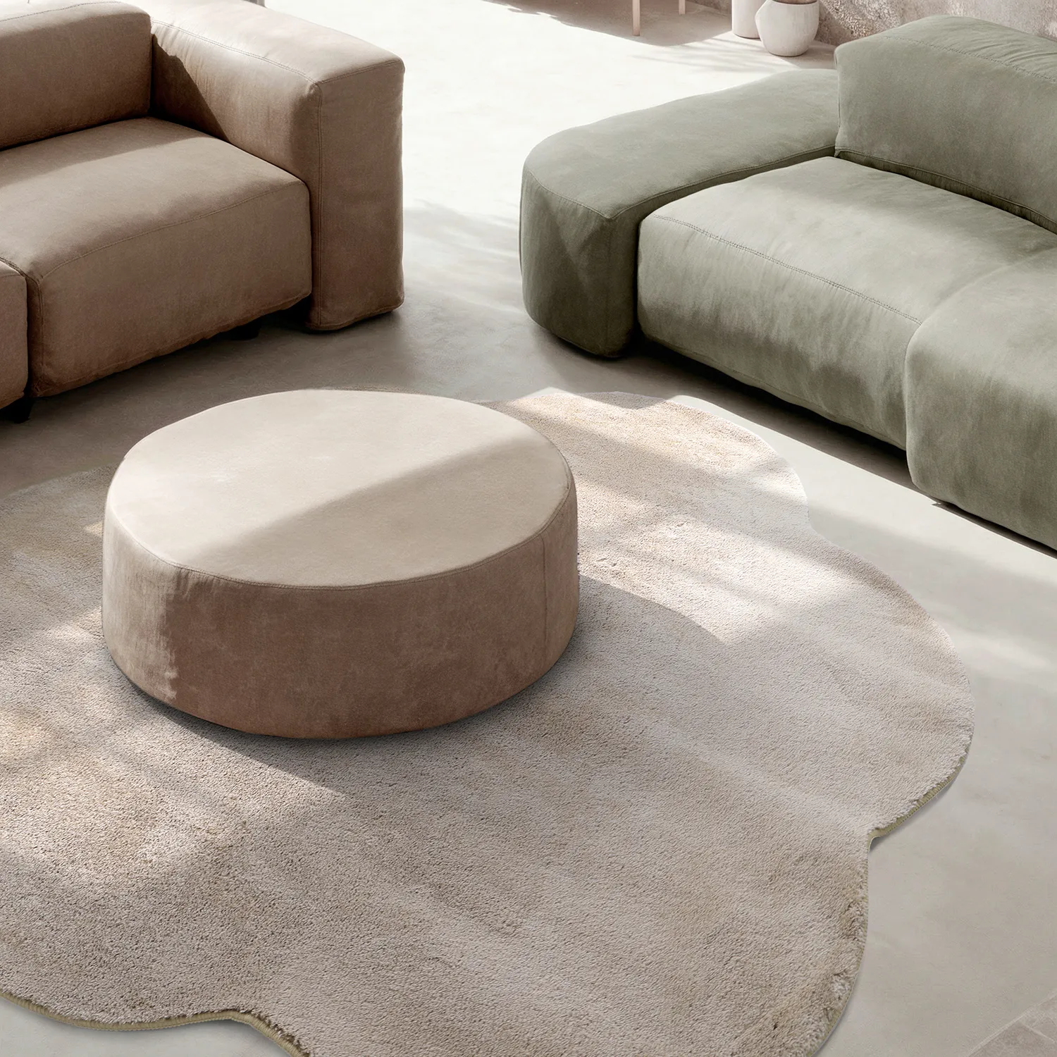 Runder Wellen-Teppich - Aranga Super Soft Fur (braun)