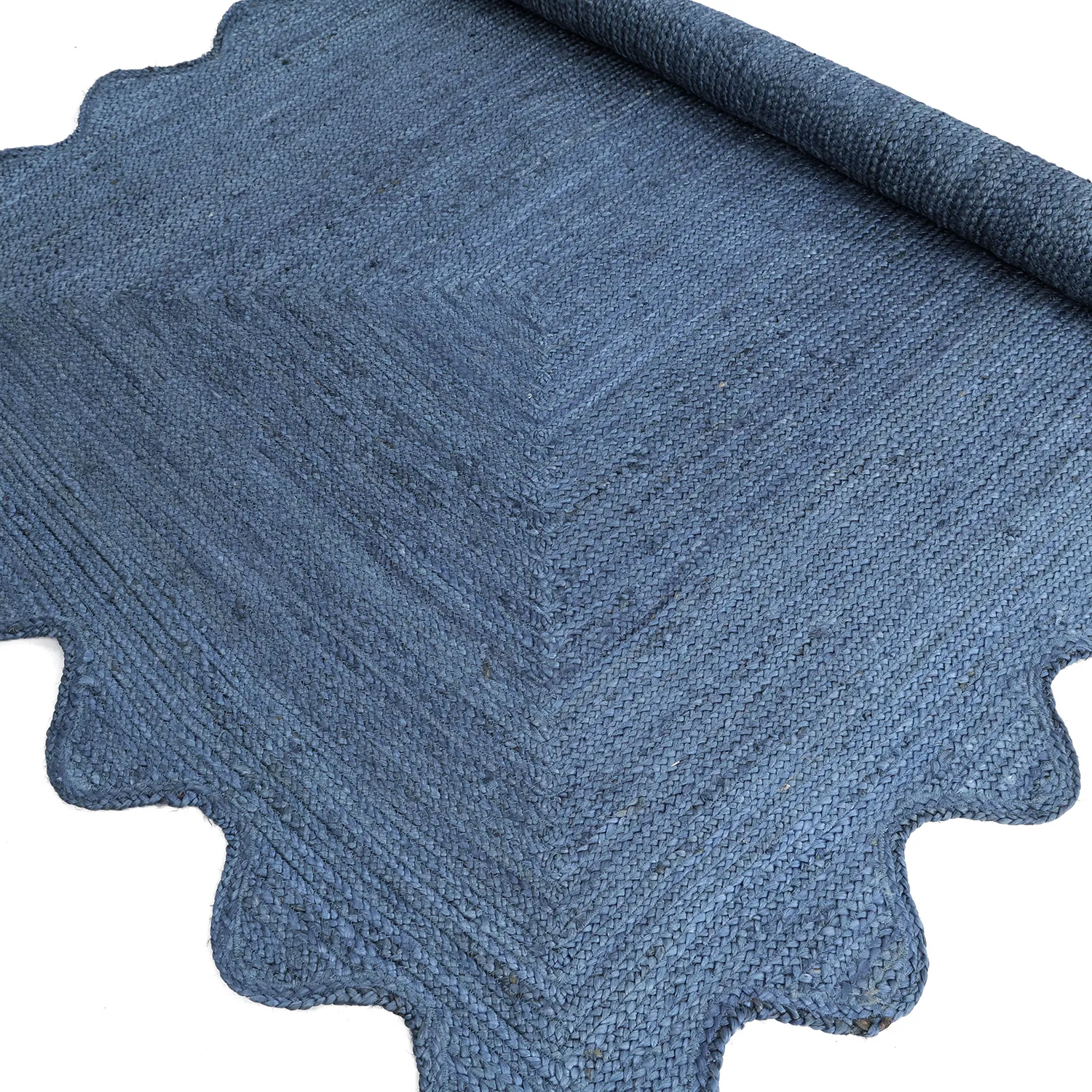 Juteteppich mit Wellenform - San Francisco (blau)