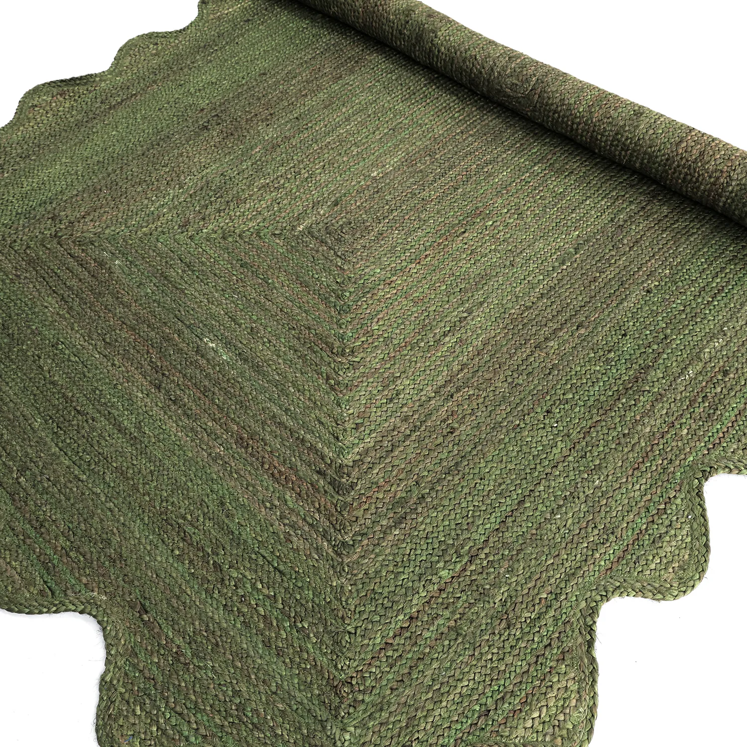 Juteteppich mit Wellenform - San Francisco (militärgrün)