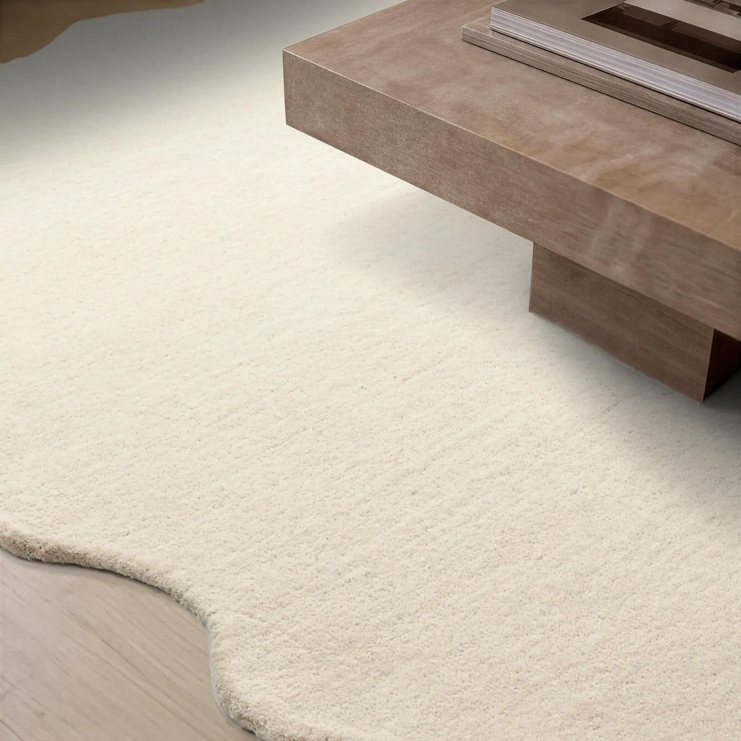 Gewellter Wollteppich - Diu Hand Tufted Wool Premium (creme)