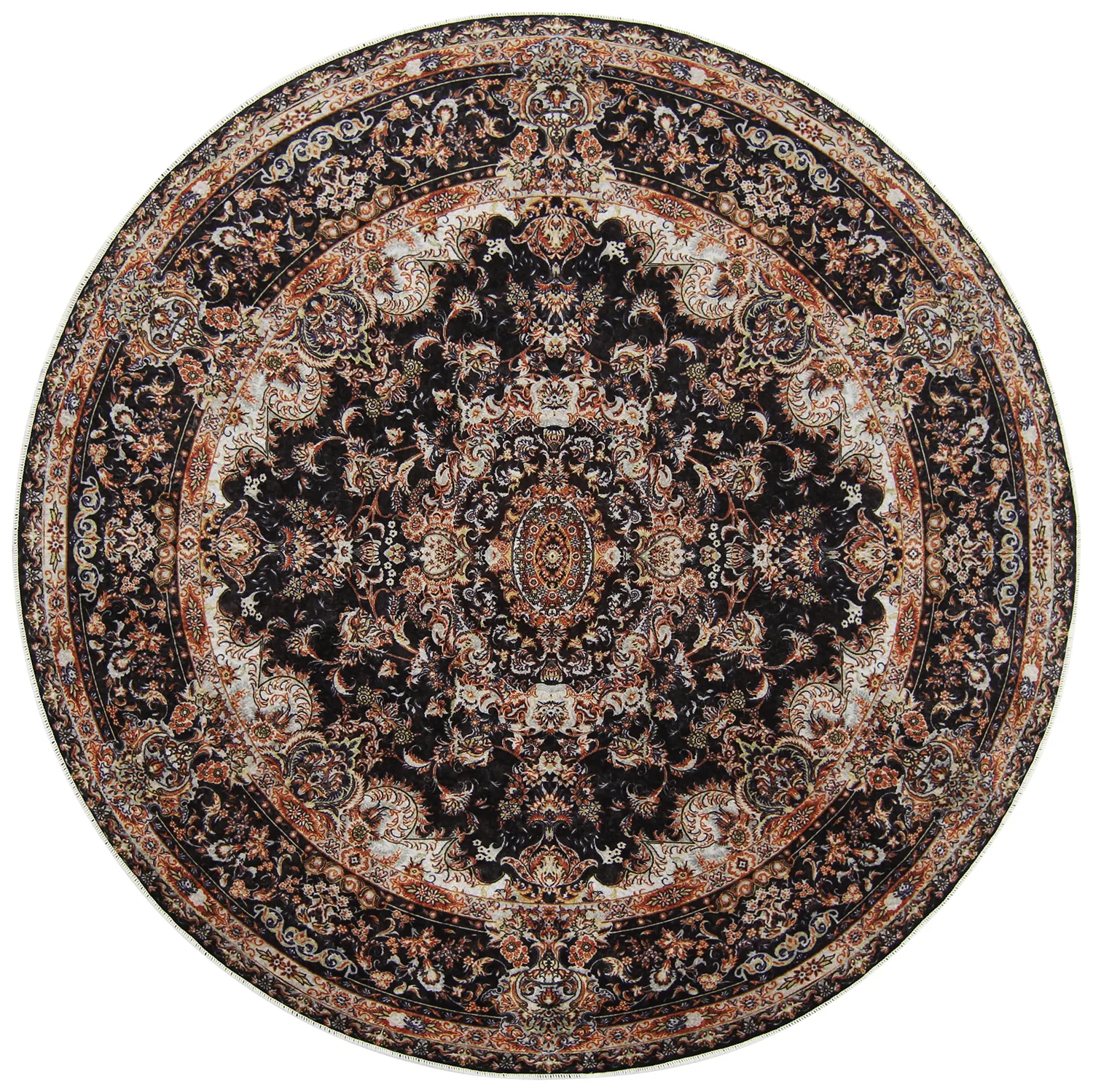 Rund Teppich - Vakifli (schwarz/multi)