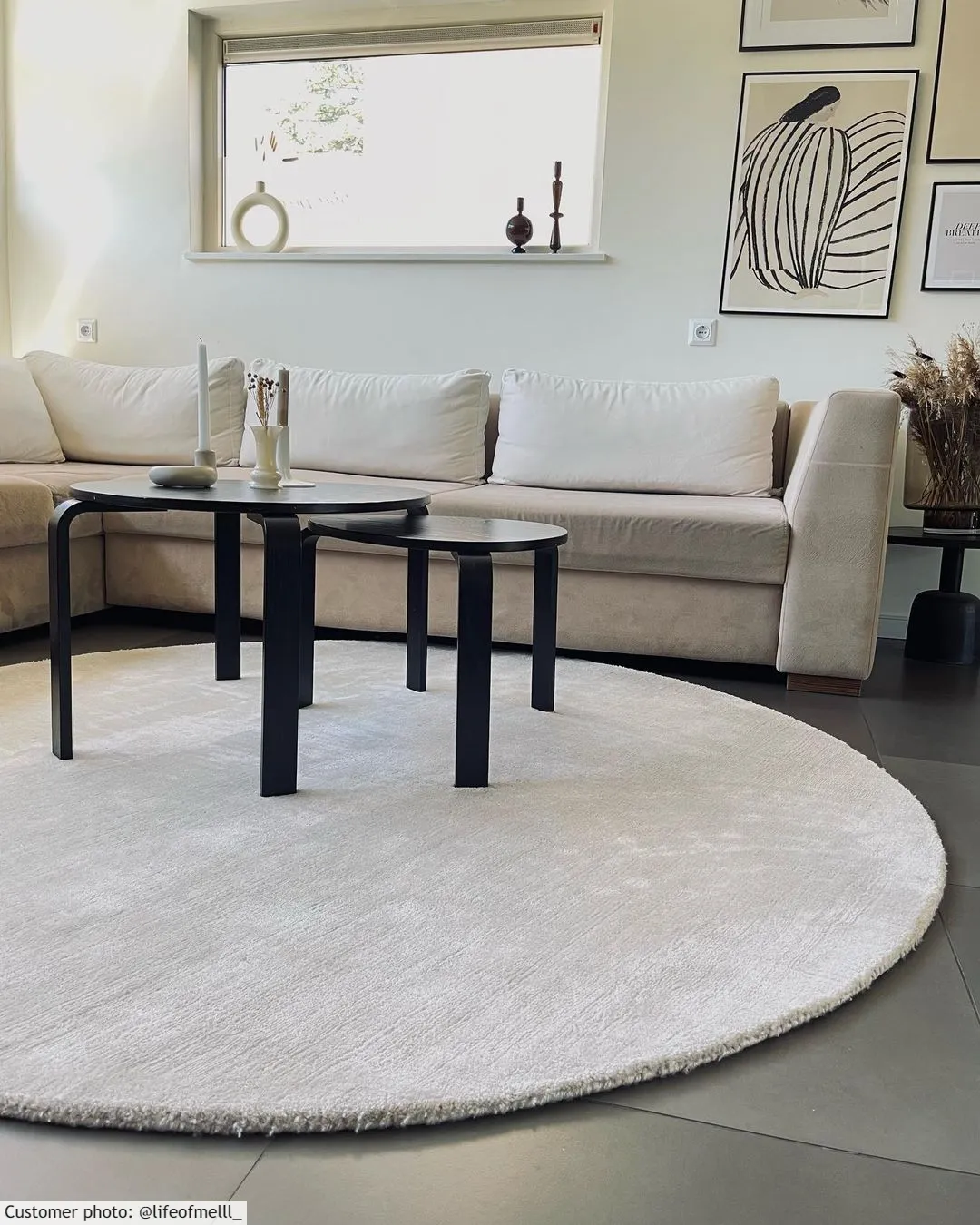 Rund Teppich - Recycled PET with viscose look (offwhite)